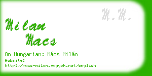 milan macs business card